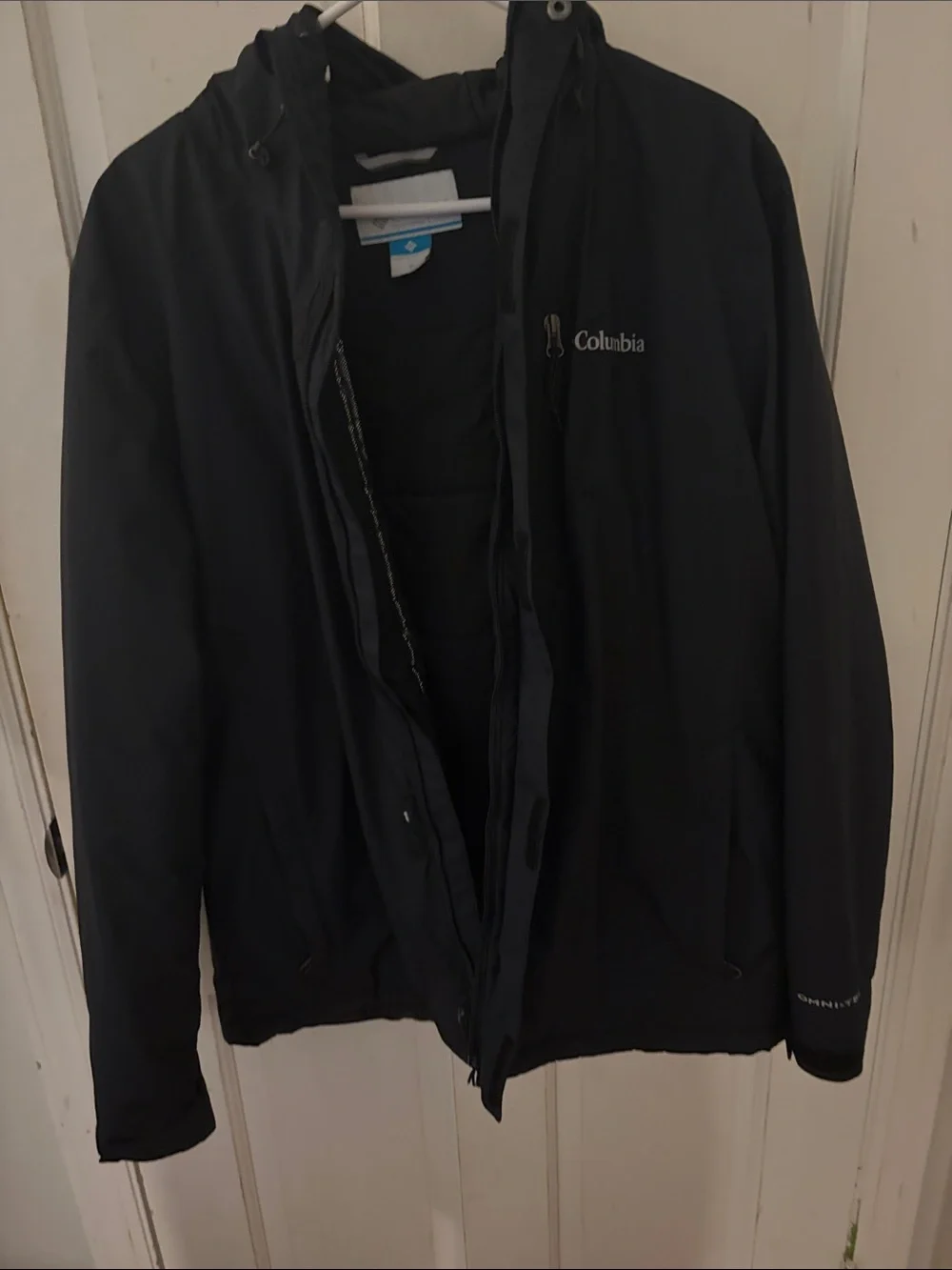 Columbia Men's Black Hooded Insulated Rain Jacket